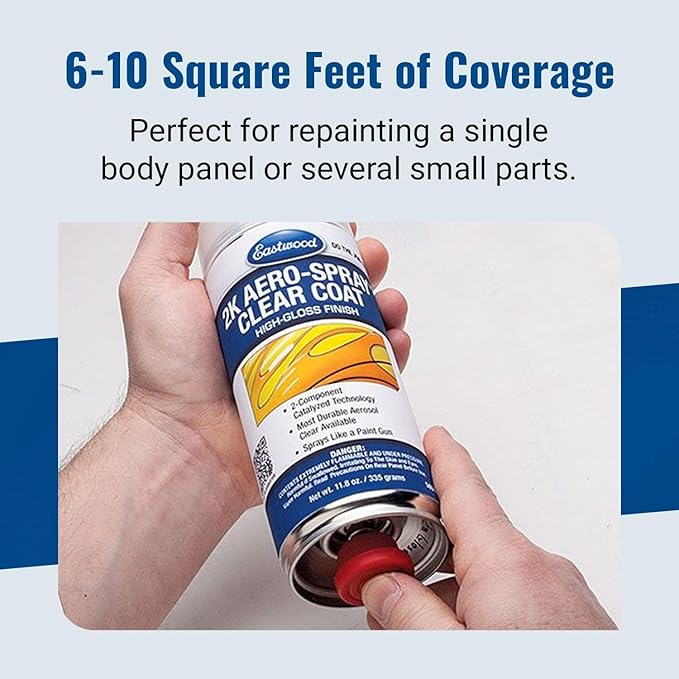 Eastwood 2k Aerosol Spray | Clear Coat Automotive Paint Aerosol Spray with Long-lasting and Durable Finish 11.8 Oz Can | Clear Coat | 2 Pack