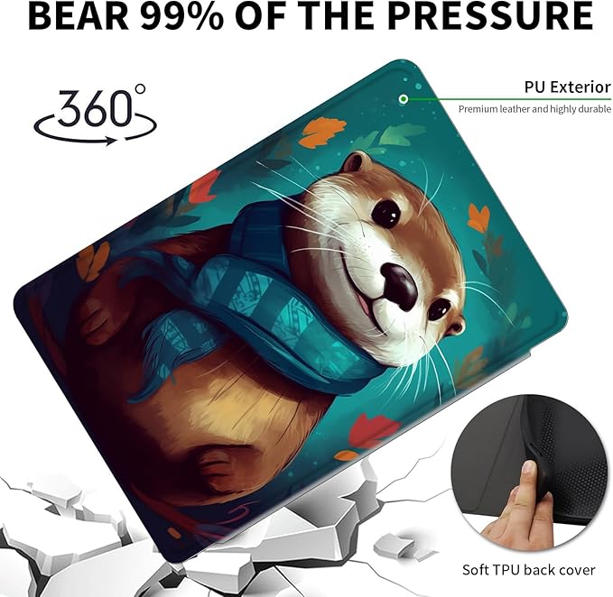 Case for 6" Kindle Paperwhite (10th Generation,2018 Release),360 Degree Rotating Swivel Leather Stand Folio Cover Auto Wake/Sleep for Amazon Kindle Paperwhite E-Reader,Cute Otter Green