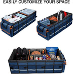 GDNasist Car Trunk Organizer and Storage with Removable Leakproof Cooler Bag, 6 Removable Dividers for Custom Space, Collapsible Trunk Storage with Non Slip Bottom, Foldable Cover for SUV, Jeep, MPVs