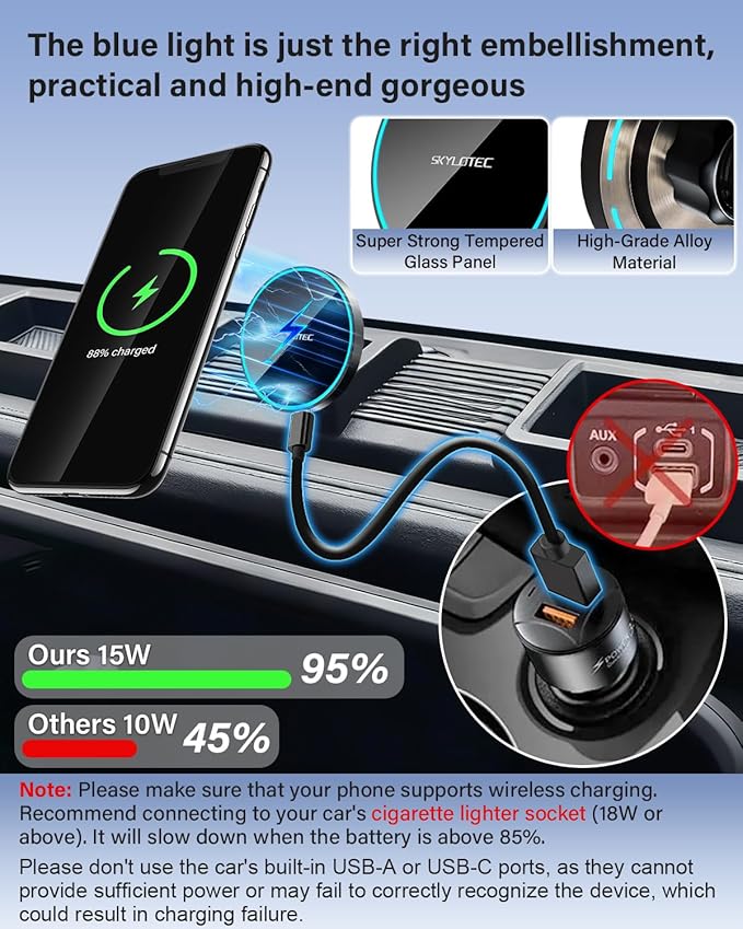 Phone Holder for Jeep Wrangler JL 4XE 2021 2022 2023 Accessories Car Magnetic Phone Mount Compatible with MagSafe, Strong Magnets Fast Wireless Charger Dashboard Mount Dash Tray(Not Fit 4X4/Gladiator)