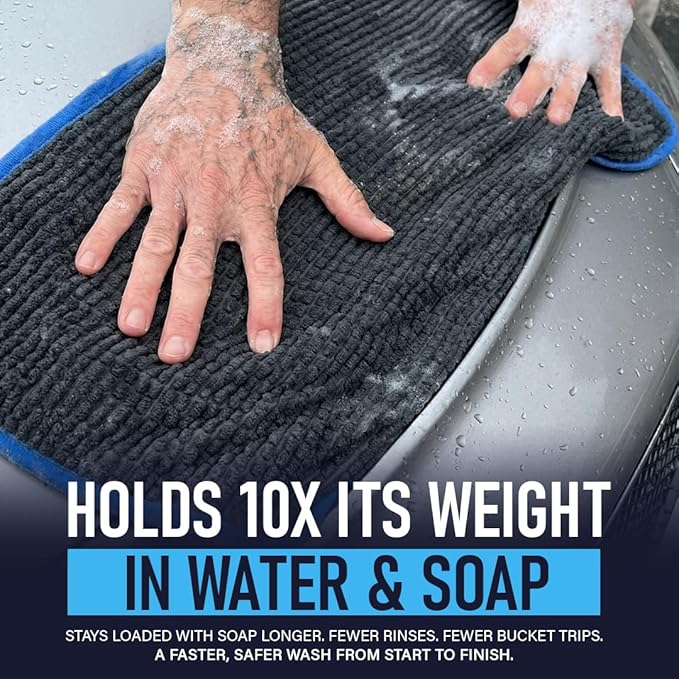 Rapid Dry Towels Mach 2 Speed Car Wash Towel | 60 x 30 cm | Chenille Microfiber Car Wash Cloth | 7X Larger Than Wash Mitt | Ultra Absorbent, Scratch-Free, Auto Detailing Towel for Cars SUVs Trucks