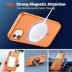 SUPFINE Magnetic for iPhone 11 Phone Case with Screen Protector (Compatible with MagSafe) (Military Grade Drop Protection) Translucent Matte Shockproof Phone Cover,Starry Orange