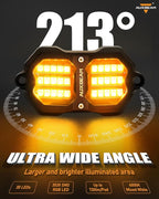Auxbeam 4 Pods RGB LED Rock Lights, Bluetooth& Remote Control Multi Color-Changing Wheel Well Lights w/Brake Mode, Music & Voice Sync Underglow for Trucks UTV Car Boat Waterproof, 1 Year Warranty