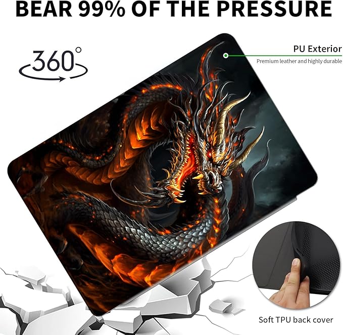 Case for Kindle Scribe,360 Degree Rotating Swivel PU Leather Stand Flip Folio Cover with Auto Wake/Sleep for Amazon Kindle Scribe Cover 10.2 Inch (2024/2022 Release),Red Fire Dragon