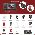 3 Channel Dash Cam Front and Rear Inside,Dash Cam pro 2025,Interior Car Camera,2.5K Single Front,Dash Camera for Cars with IR Night Vision,24Hr Parking Monitor 1S Recording,Free 64G Card