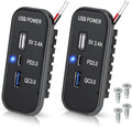 Linkstyle 3 Ports 12V USB Outlet, 18W PD3.0 Port, 18W QC3.0 & 2.4A USB A Charger Fast Charging Socket Panel for Car Marine (2PCS)