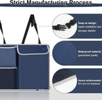 UYYE Trunk Hanging Organizer, Backseat Storage Bag, Collapsible Car Interior Accessories with 4 Pockets & 2 Mesh Pouches for Tools, Provide More Storage Trunk Space for SUV, Jeep, MPVs (Drak Blue)