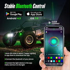 4 Pods RGB LED Rock Lights Kit, Underglow Multicolor Neon Light Pod with Bluetooth App Control, IP68 Waterproof High Brightness Dynamic Music Mode Wheel Well Light for Truck ATV UTV RZR SUV Golf Cart