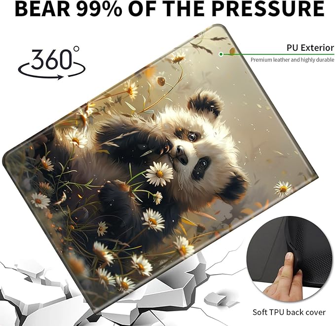 Case for 6" Kindle 11th Generation Case 2024/2022 Release,Leather Slim Folio Adjustable Stand Cover with Auto Wake/Sleep for Basic Kindle 2024/2022 11th Gen e-Reader,Retro Panda Daisy