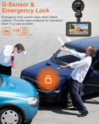 Dash Cam Front Car Camera, FHD 1080P Dashcam for Cars, Dash Camera with 32G SD Card, 24 Hours Parking Monitor, Night Vision, Loop Recording, G-Sensor, 3'' IPS Screen, 170°Wide Angle