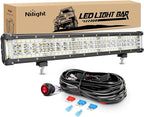 Nilight 22 Inch Side Shooter LED Light Bar Quadruple Row Spot Flood Combo Lights w/Wiring Kit for Fog Driving Work Lighting on Truck Tractor SUV ATV UTV Golf Cart Boats