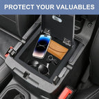 Center Console Lock Safe Box Compatible with Jeep Wrangler JL 4XE 2018-2025 for Gladiator JT Interior Accessories Armrest Vault Security Organizer Tray with 3 Digit Combo Password