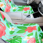Hahafelt 2 Pack Car Seat Towel Covers with Storage Bag, 63 x 32 Inch Universal Non Slip Waterproof Sweat Protector for Car Truck, Gym Swimming Running, Machine Washable (Green Leaf Flamingo)