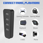 TNP 4 Port USB Hub for PS5 Slim Edition - High-Speed USB 2.0 Port Extender Adapter Accessories Expansion Hub Connector Expander for PlayStation 5 Slim ONLY, Black