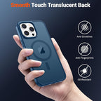 SUPFINE Magnetic for iPhone 15 Pro Case with Screen Protector (Compatible with MagSafe) (Military Grade Drop Protection) Translucent Matte Shockproof with Anti-Fingerprint Phone Case,Deep Blue