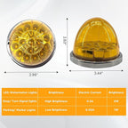 dreamdragon 2PCS Amber 17 LED Watermelon Lights with Dual Function, Stop/Turn Signal & Marker, Stainless Steel Bezel for Freightliner, Ke-nw-or-th, Peterbilt, and Heavy Trucks