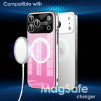 Guppy Compatible with iPhone 17 Pro Magnetic Case, with Full Camera Lens Protector [Compatible with MagSafe] Scratch Resistant Gradient Glass Back Cover Phone Case-Pink