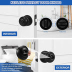 Plustool 6 Pack Matte Black Door Knobs, Privacy Door Knob with Lock, Interior Doorknobs with Round Ball, Keyless Door Lockset for Bedrooms Bathrooms
