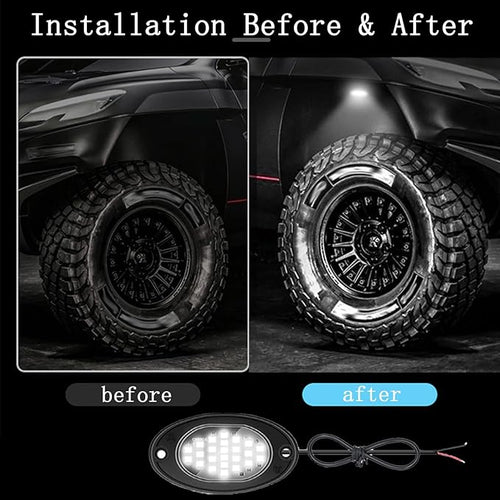 10 Pods Rock Lights Pure LED Lights for Car SUV Ambient Underglow Lights Waterproof Neon Trail Rig Lamp Lighting for Truck