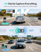 BOTSLAB 4K Dual Dash Cam Front and Rear [2026 Upgraded], STARVIS 2 Sensor, 64GB Card Included, Voice Control, 5GHz WiFi Dashcam Front and Rear Camera, Built in GPS, WDR Night Vision, 24H Parking Mode