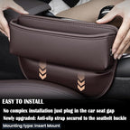 Universal Fit Premium Leather Car Seat Gap Filler Organizer, Center Console Organizer for Car SUV Truck (Brown, 2 Pack)