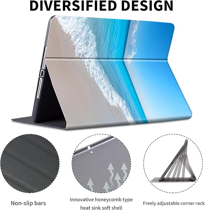 Case for Kindle Scribe,PU Leather Cute Slim Folio Adjustable Stand Cover with Auto Wake/Sleep for Amazon Kindle Scribe Cover 10.2 Inch (2024/2022 Release),Blue Sea Beach