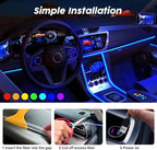 USB Car LED Lights, Interior Car Lights Strip with APP and RF Remote Control, 2 in 1 Ambient Lighting with 157 inches Fiber Optic Music Sync Simple Installation EL Wire Lights (2 in 1/157 inches)