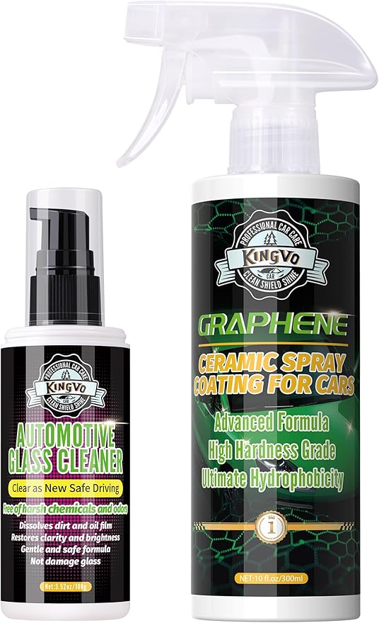 Kingvo Car Ceramic Coating, Car Spray Wax Graphene Polish Crystal Coating,Windshield Washer Fluid Window Cleaner Detailing Supplies Automotive Kit