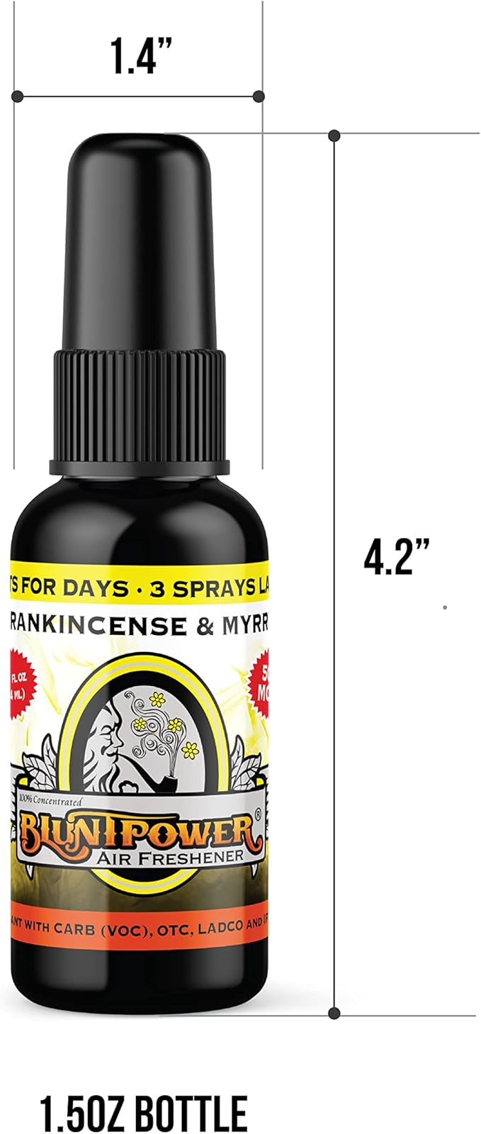 BluntPower (Frankincense and Myrrh, 3 Pack) Concentrated Air Freshener - Premium Oil Based Air Freshener Spray For Home and Car - Long-Lasting Bathroom Spray, Car Freshener, & Odor Eliminator Spray