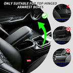 Car Armrest Cushion, Car Center Console Cover, Leather Armrest Cover for Car, Universal Middle Console Cushion with Storage Box, Cup Holder, Phone Slot, Waterproof Interior Accessories (black-red)