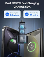[2026 Upgraded] 7 in 1 Cigarette Lighter Adapter, JOYROOM 179W Car Charger Adapter with PD30W Charge(3.3FT Cable), 24V/ 12V Cigarette Lighter Splitter with Independent Switches & LED Voltage Display