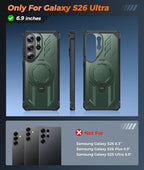 FNTCASE for Samsung Galaxy S26-Ultra Case: [360 Spin Magnetic Ring Kickstand] [Compatible for MagSafe] [Screen Protector] Heavy Duty Military Grade Protection Protective Phone Case with Stand Green
