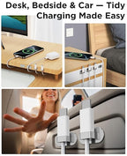 USB C to C Cable StayCable with Organizer Magnetic Holder 5FT, 60W Fast Charging Braid Type-C Charger Data Cord, for iPhone 17/16/15 Laptop Car Desk Nightstand Cable Management Original Design