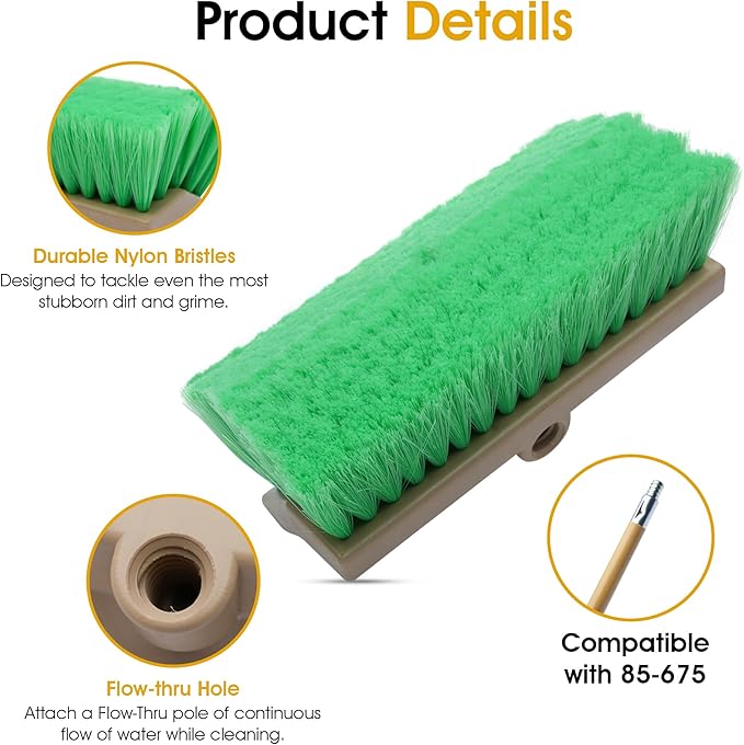 Nanoskin Large Bi-Level Vehicle Wash Brush with Soft Nylon Bristles – Ultimate Truck, Van, and RV Cleaning Tool, Ergonomic Design for Professional Detailing, Scratch-Free, Efficient 12-inch Reach