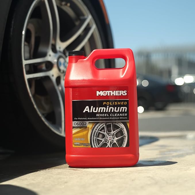 Mothers Polished Aluminum Wheel Cleaner, 1 gal. — Safely Cleans Uncoated Polished Aluminum & Anodized Wheels, Removes Brake Dust, Grease, Dirt & Grime, with Easy Spray-On, Hose-Off Formula (06002)
