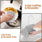 80 Pack Microfiber Cleaning Cloth Roll,Lint Free Rags & Tear Away Reusable Towels Washable Scratch,Ultra Absorbent Dish Rags(12" x 12") for Car Kitchen Home Garage-Light Gray