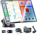 Portable CarPlay Screen for Car,Car Stereo with Apple CarPlay & Android Auto,Incell Touch Screen,4K Dash Cam,1080P Backup Camera,Mirror Link, Voice Control, Bluetooth 5.3,GPS,FM (9 Inch)