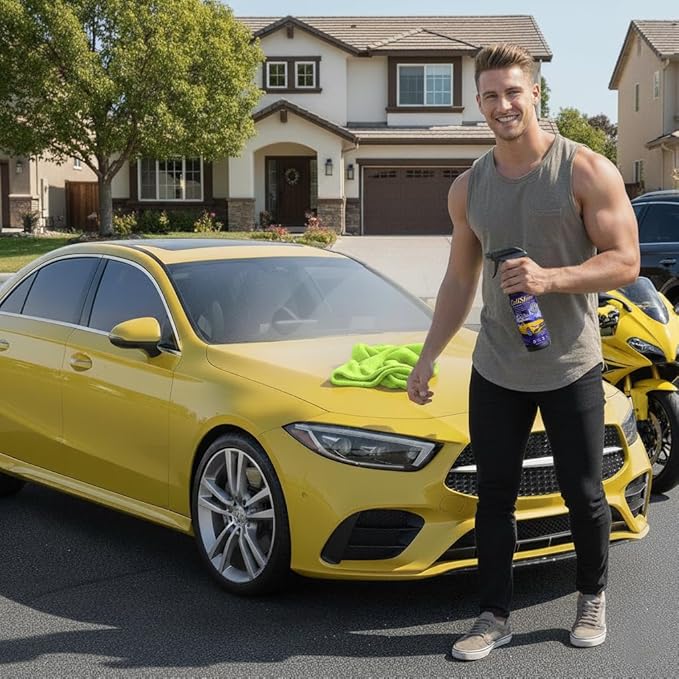 CaliShine Quick Effect Coating Spray - 16.9 fl oz Waterless Ceramic Car Wax Coat - Detail Polish & Cleaner for Cars Boat Body & Glasses, Window Glass and Headlight - Shine Restoration Kit (500 ml)