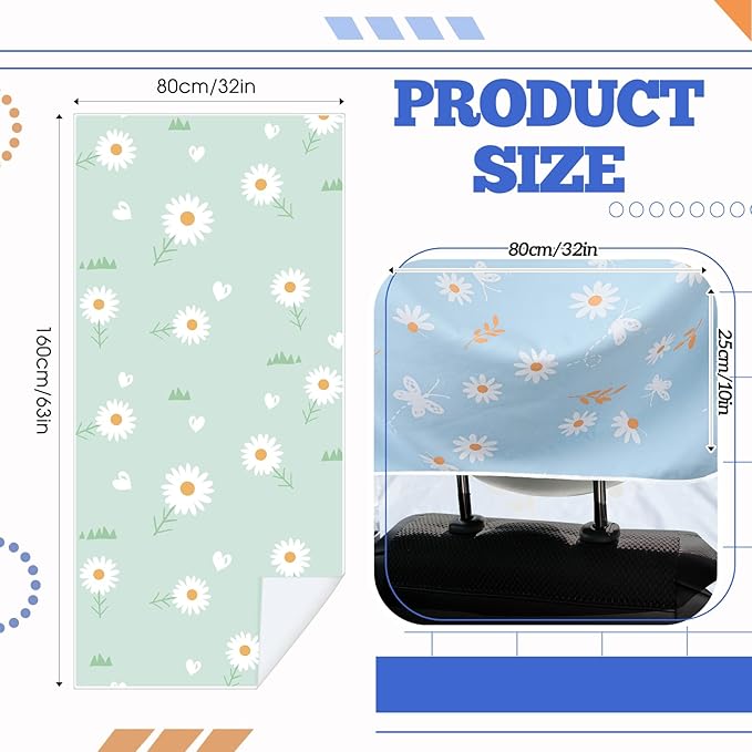 Hahafelt 1 Pack Car Seat Towel Covers with Storage Bag, 63 x 32 Inch Universal Non Slip Waterproof Sweat Protector for Car Truck, Gym Swimming Running, Machine Washable (Daisy)