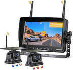 Dual RV Magnetic Wireless Backup Camera 7" HD 1080P Reverse Camera with Long Battery Life Rechargeable, Night Vision, IP69 Waterproof Back Up Camera for Cars Hitching Gooseneck Horse Trailer(CT7-2)