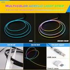 Dreamcolor Interior Acrylic Car Light Strip, 2 in 1 Car LED Strip Light with APP Control 43.3 Inches Fiber Optic Ambient Lighting Kits, Multi-Modes Sound Sync Neon Lights