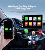 Wireless CarPlay Adapter for iPhone& Android,2-in-1CarPlay Dongle,Upgrade Wired to Wireless CarPlay Adapter,Cars with USB-A & Type-C Extension Cables,Stable Control,Plug and Play (Black)