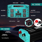 4000W Pure Sine Wave Inverter Peak 8000w 12V DC to 120V AC for RV, Truck, Off-Grid, Home, Solar Car Power Inverter with Dual AC Hardwire Port, 20A Socket, 5V 2.1A USB