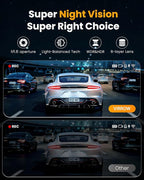 4 Channel 360° Dash Cam Front Rear Inside & Left Right,4K+1080P*3 FHD Car Camera,5GHz WiFi & App Control,8 IR Lamps Night Vision,24H Parking Mode,G-Sensor,Loop Recording,Includes 64GB SD Card（Black）