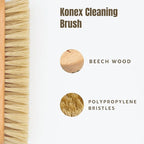 KONEX Nylon Fiber Economy Utility Cleaning Hand Brush | Heavy Duty Hand-Held Scrub Brush Stiff Bristles | Wooden Body, Ideal Scrub Brushes for Cleaning (Peanut Shaped) (Pack of 2)