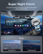 4K Mirror Dash Cam 11 Inch Front and Rear View Dual Cameras, 2024 Front 4K+Rear 1080P IPS with GPS, Night Vision, G-Sensor, 24H Parking Monitor/Assistance, ADAS&BSD&LCA+APP Control