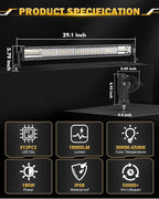 Auxbeam 30 Inch 180W LED Light Bar, 6 Modes Spot Flood Combo Offroad Lighting Amber White Strobe Fog Light, Memory Reset Function Waterproof Driving Work Light with Wiring Harness Kit