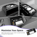 LUWU 3PCS 2025 2026 Mustang Mach E Dashboard Storage Tray Compatible with Ford Mustang Mach E 2021-2026 Accessories Center Console Armrest Box Hidden Organizer Tray Behind Screen ABS Material