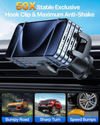 HTU 【Military-Grade Car Phone Holder,【Strongest & Longest Steel-Hook】 Car Vent Mount, Handsfree 360° Adjustable Automobile Cradle Air Clip Stand for iPhone 17 16 15 14 Pro Max Samsung (Graphite Gray)