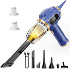 Car Vacuum Portable Cordless 17000Pa Cordless Mini Handheld Vacuums with LCD Display and Multi-Nozzles, High Power Wet and Dry for Car, Home, Office, Pet, Compact and Portable Design